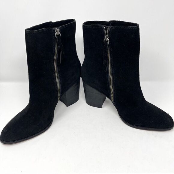 Splendid Black Suede Block Heeled Boots Size 10 - Picture 5 of 9